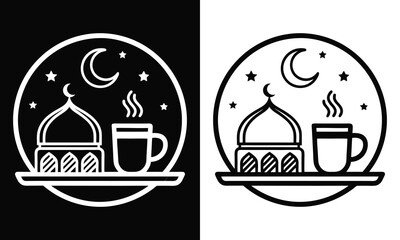 Fasting time icon.Ramadan Iftar Line Icon, Outline Vector Symbol Illustration. Pixel Perfect, Editable Stroke.