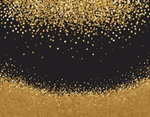 Gold falling glitter  confetti. Round shape. Festive background