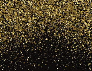 Gold falling glitter  confetti. Round shape. Festive background