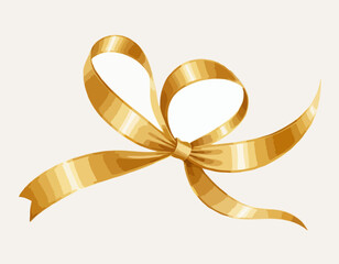 Shiny gold satin ribbon on white background. Vector