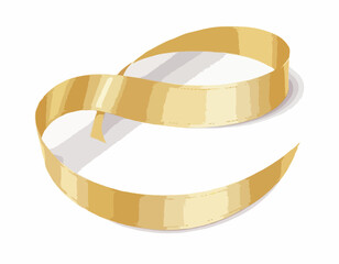 Shiny gold satin ribbon on white background. Vector