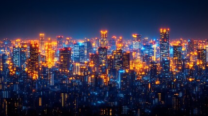 Fototapeta premium Glowing cityscape at night.