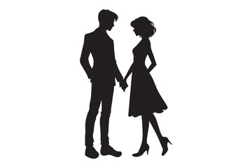 Man and woman couple holding hand silhouette