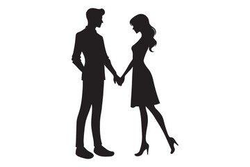 Man and woman couple holding hand silhouette