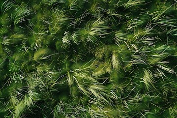 Overhead view of grass swaying on field