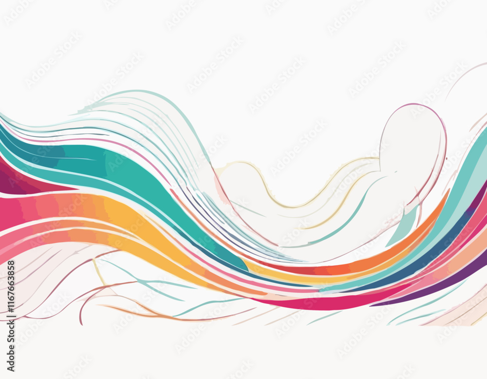 Aufkleber vector abstract colorful flowing wave lines isolated on white background. design element for wedding