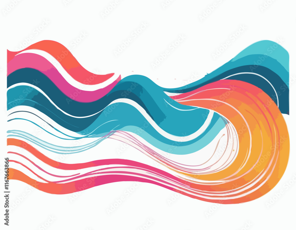 Aufkleber vector abstract colorful flowing wave lines isolated on white background. design element for wedding