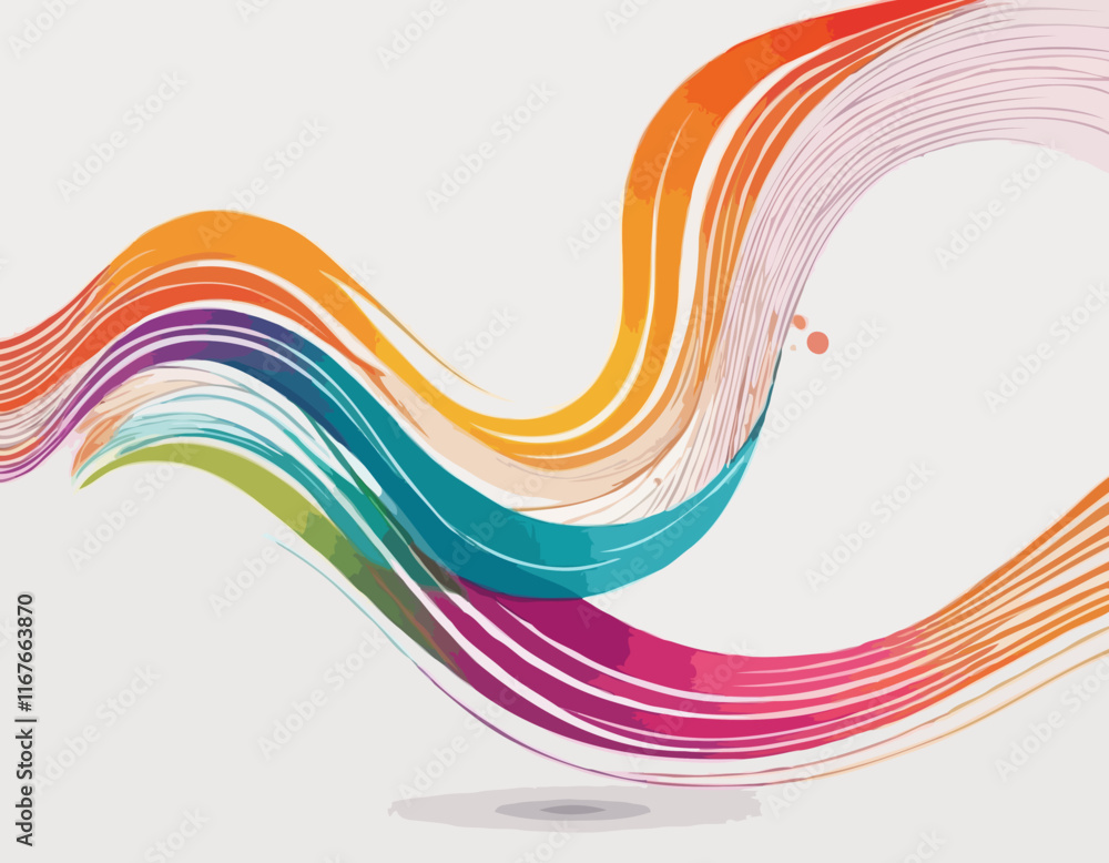 Poster vector abstract colorful flowing wave lines isolated on white background. design element for wedding