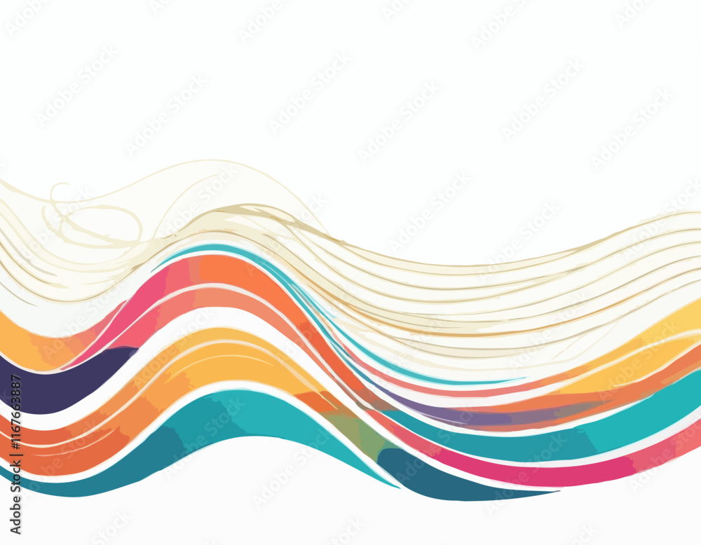 Poster vector abstract colorful flowing wave lines isolated on white background. design element for wedding