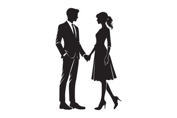 Man and woman couple holding hand silhouette