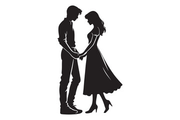 Man and woman couple holding hand silhouette