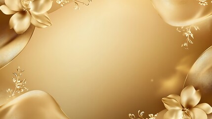 Golden Floral Background Design With Elegant Curves
