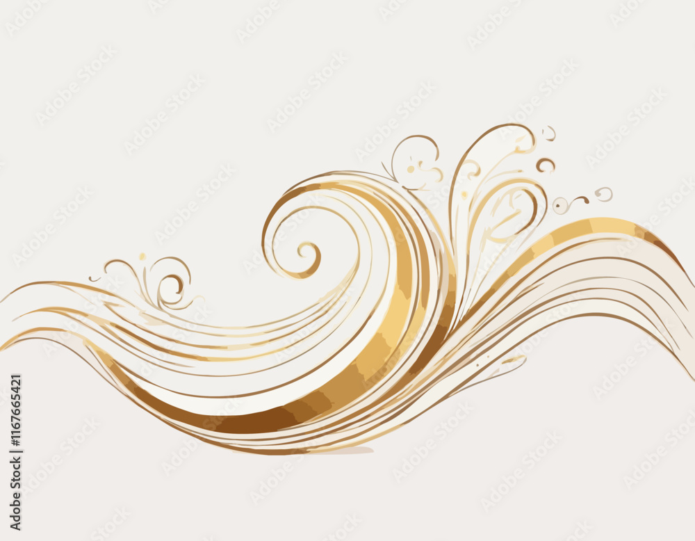 Poster vector abstract colorful flowing gold wave lines isolated on white background. design element for we
