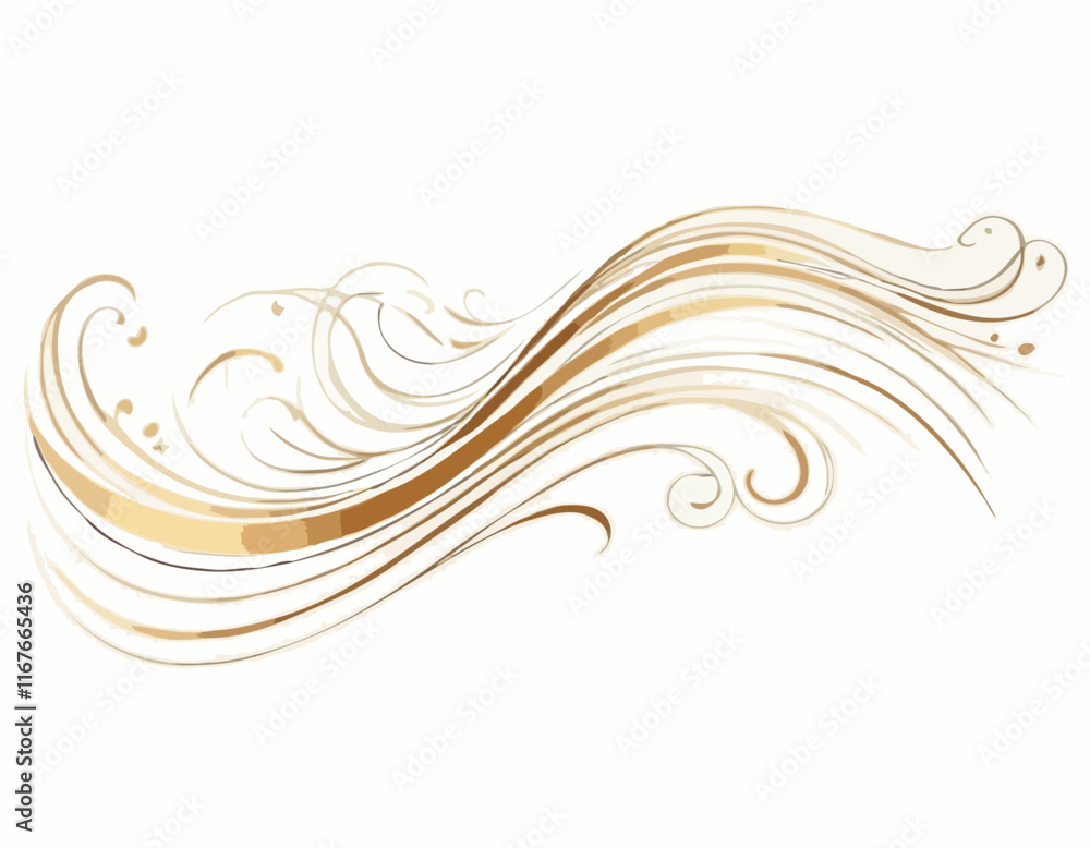 Poster vector abstract colorful flowing gold wave lines isolated on white background. design element for we