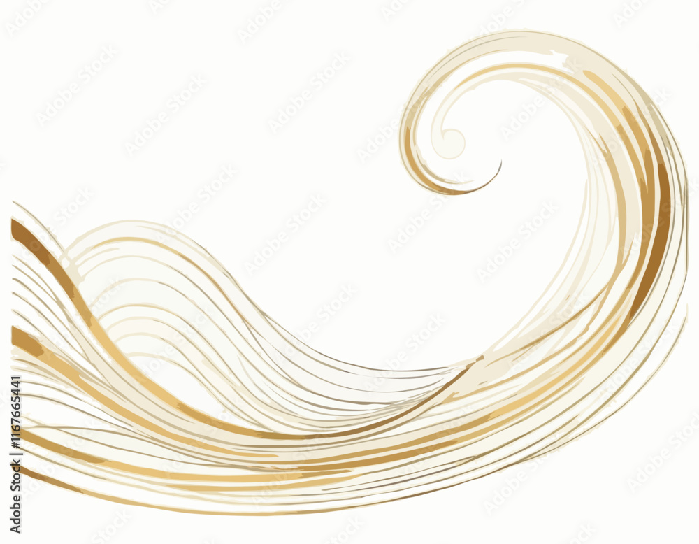 Poster vector abstract colorful flowing gold wave lines isolated on white background. design element for we