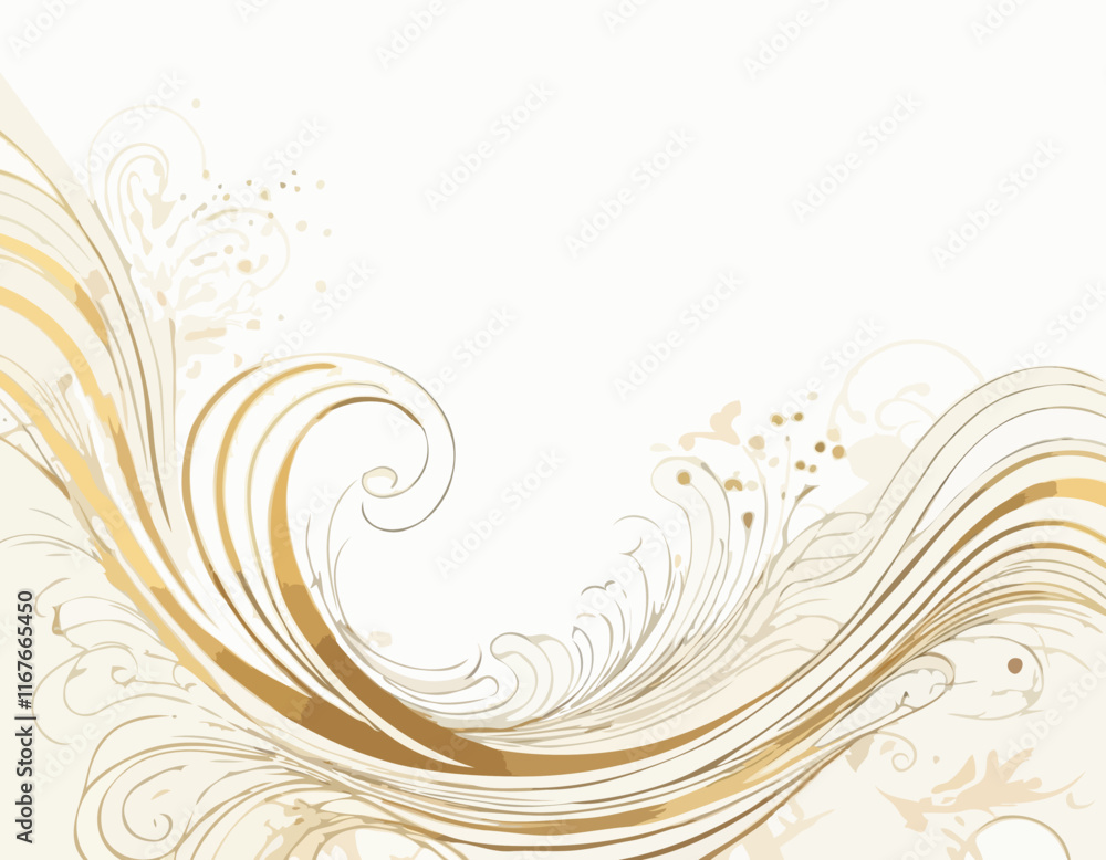 Poster vector abstract colorful flowing gold wave lines isolated on white background. design element for we