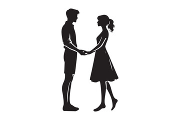 Man and woman couple holding hand silhouette