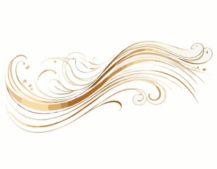 Vector abstract colorful flowing gold wave lines isolated on white background. Design element for wedding invitation, greeting card