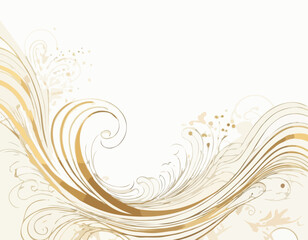 Vector abstract colorful flowing gold wave lines isolated on white background. Design element for wedding invitation, greeting card