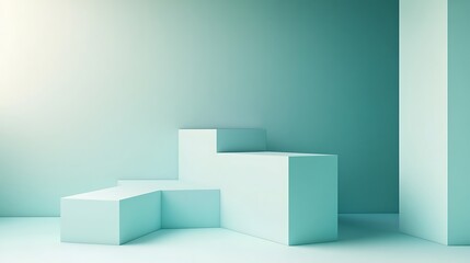 Abstract Pastel Green Geometric Shapes Room Display