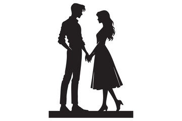 Man and woman couple holding hand silhouette