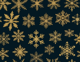 Vector Snowflakes icons. Gold Snowflake. Winter snow. Merry Christmas pattern