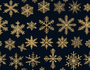 Vector Snowflakes icons. Gold Snowflake. Winter snow. Merry Christmas pattern