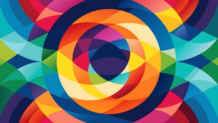 Fototapeta premium Vibrant Overlapping Circles with Gradient Spectrum and Shadow Effects for Dynamic Modern Design