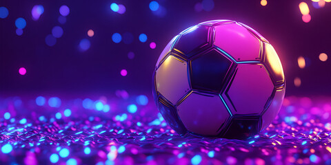 Obraz premium Futuristic Neon Glow Soccer Ball Concept