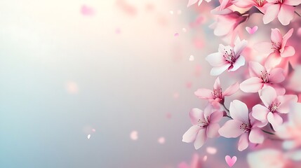 Fototapeta premium Delicate Pink Blossoms and Falling Petals
