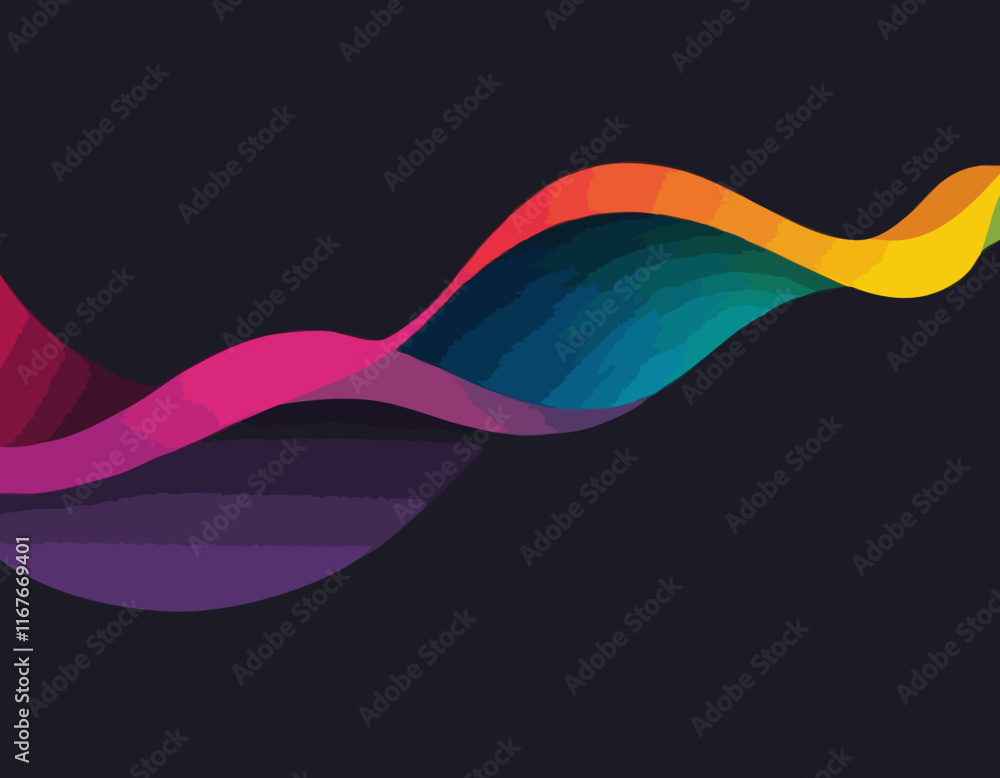 Poster abstract shiny color spectrum wave design element