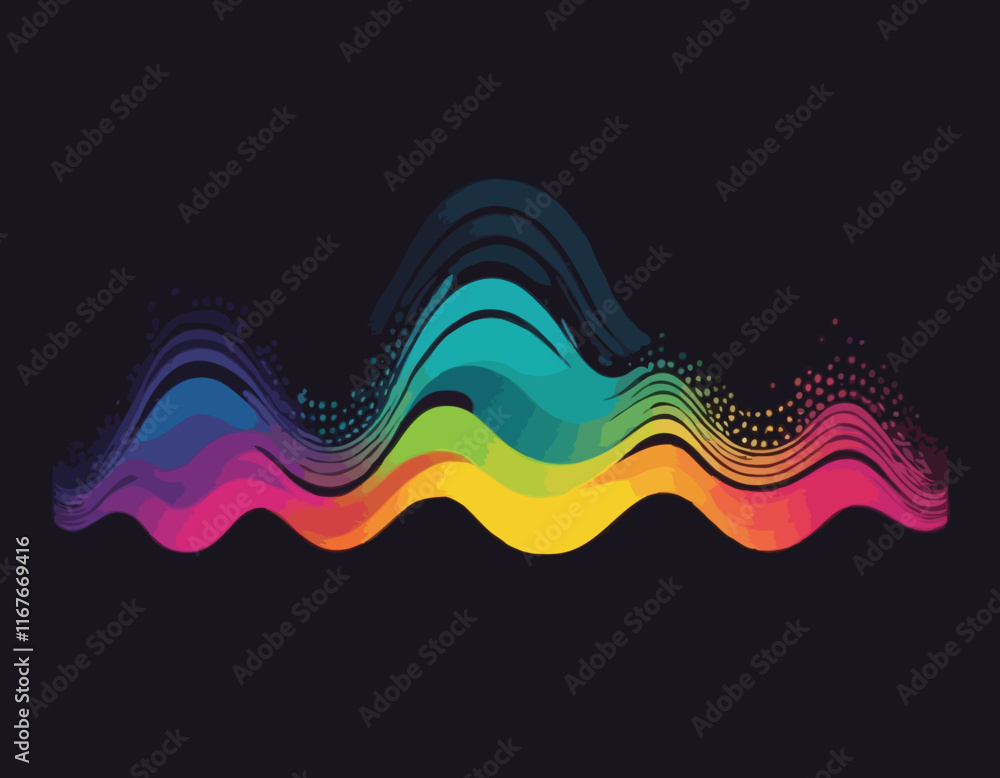 Poster abstract shiny color spectrum wave design element