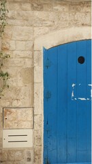 view of an old blue door