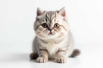 Obraz premium Adorable Scottish Fold kitten portrait with striking gold eyes perfect for pet lovers