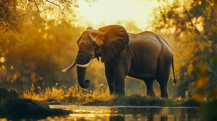 African elephant, majestic endangered animal in a protected sanctuary, natural setting