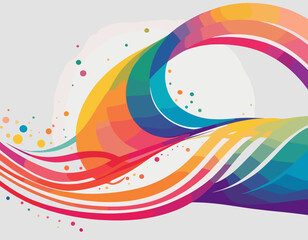 Abstract Background with Color Lines. Gradient Shapes Pattern. Curve, Wave and Squiggle Design Elements. Vector Graphic with Rainbow Ribbons