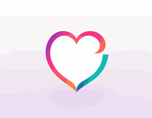 Heart Logo Icon. Vector Abstract Line Logotype Design. 3D Hand Drawn Gradient Graphic