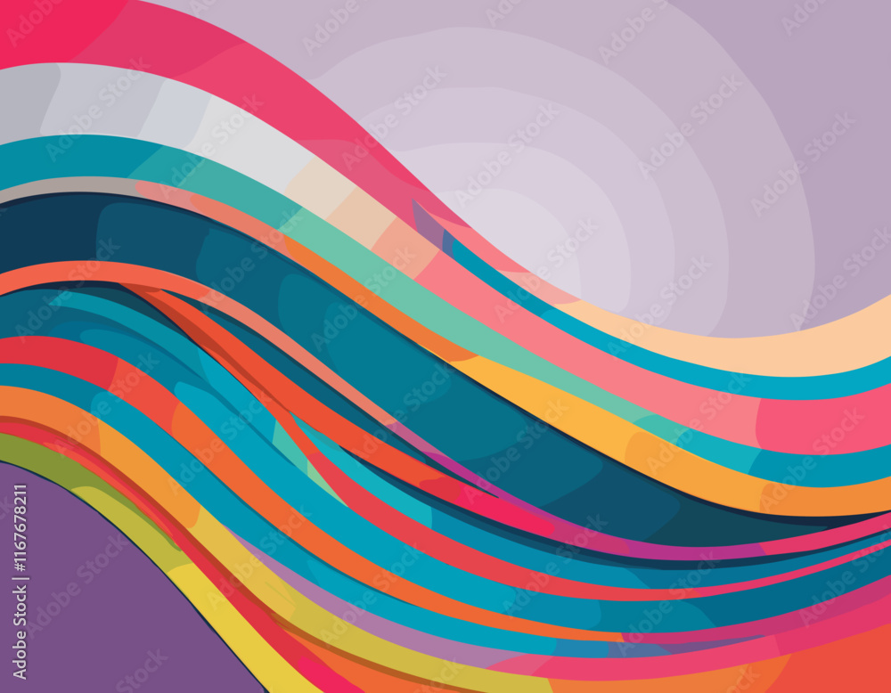 Poster abstract background with color lines pattern. vector curved graphic shapes with gradient. 3d design 