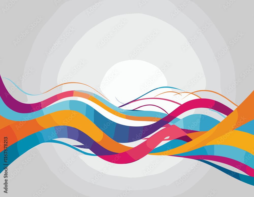 Poster abstract background with color lines pattern. vector curved graphic shapes with gradient. 3d design 