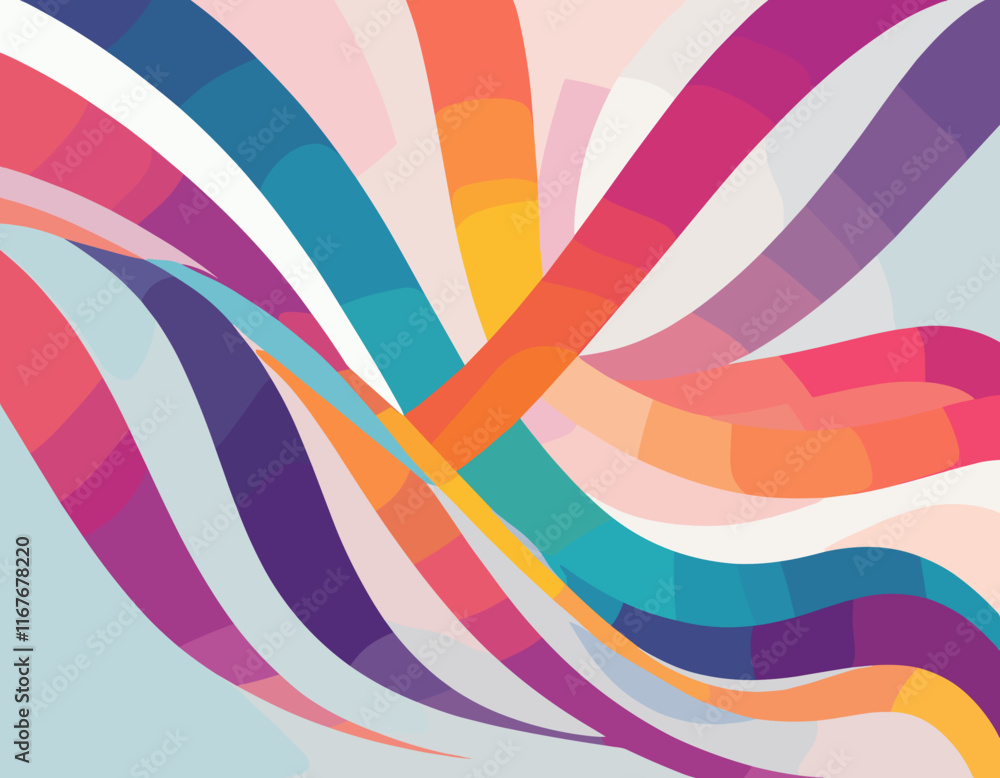 Poster abstract background with color lines pattern. vector curved graphic shapes with gradient. 3d design 