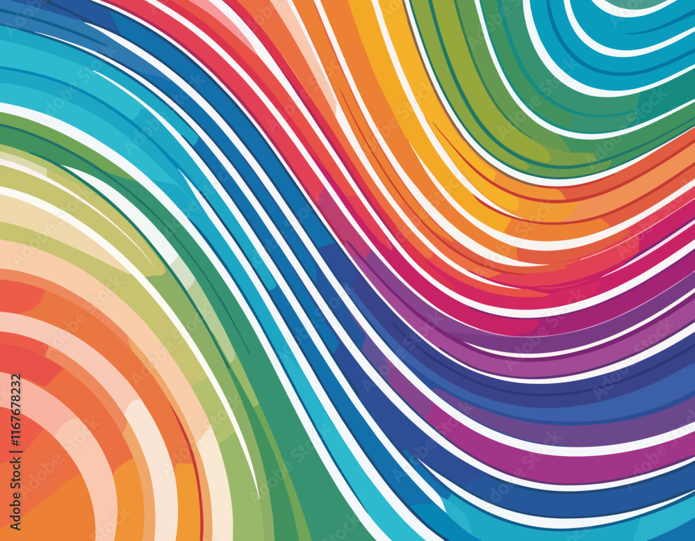 Poster abstract background with color lines pattern. vector curved graphic shapes with gradient. 3d design 