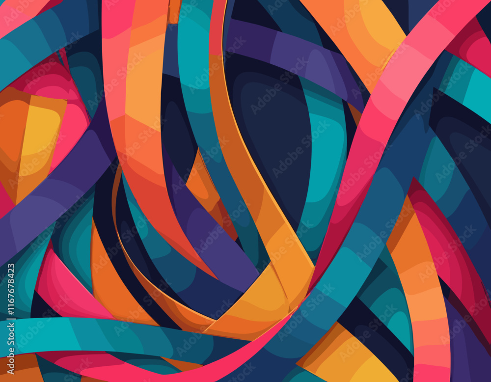Poster colorful rainbow abstract gradient shapes set. vector graphic pattern with wavy lines in bright colo