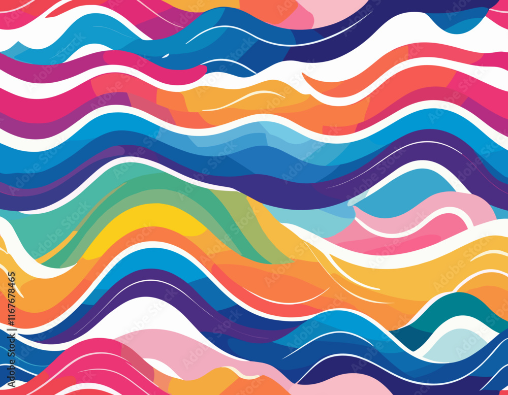 Poster colorful rainbow abstract gradient shapes set. vector graphic pattern with wavy lines in bright colo