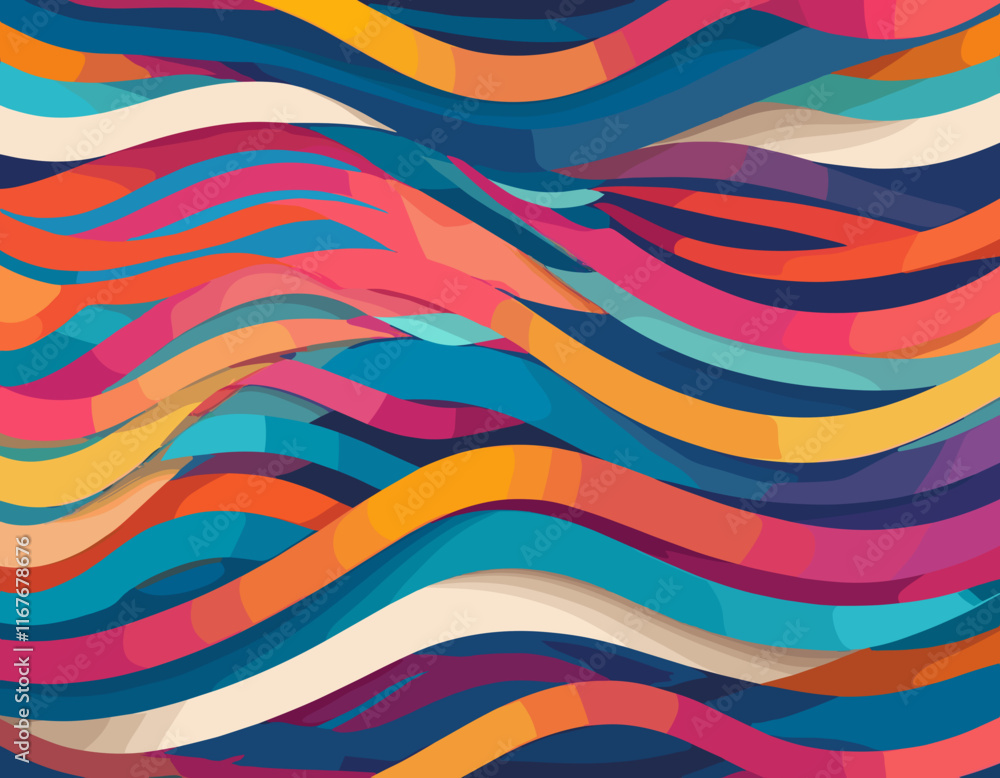Aufkleber abstract background with color ribbons. vector gradient lines pattern. 3d design element. fun wavy d