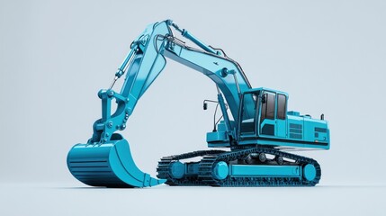 Light blue excavator on a light grey background. © SlashStd