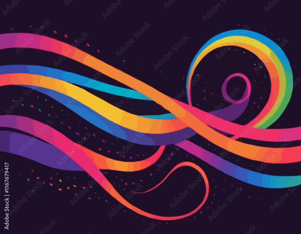Poster abstract background with swirl gradient lines. color curves shapes with neon gradients. wavy celebra
