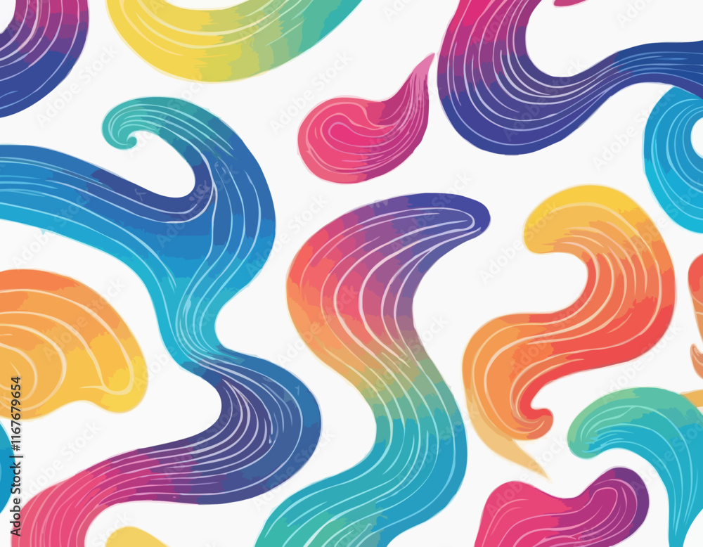 Poster abstract color gradient shapes set. vector graphic with wavy lines in rainbow colors. colorful fluid