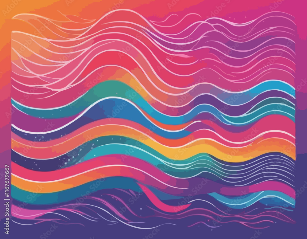 Poster abstract color gradient shapes set. vector graphic with wavy lines in rainbow colors. colorful fluid