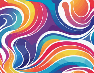 Abstract Color Gradient Shapes Set. Vector Graphic with Wavy Lines in Rainbow Colors. Colorful Fluid Wave Pattern. Squiggly Design Elements.