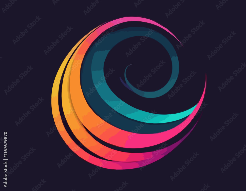 Poster Color Lines with Gradient. Abstract Modern Shapes. Vector Background with Color Dynamic Ribbon. Flowing Spiral Strokes.